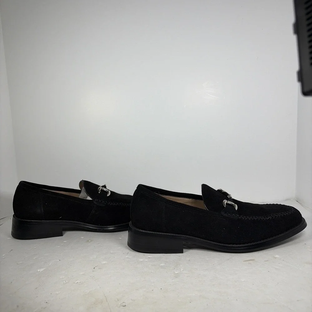 Size 7.5 Zengara Black Suede Leather Bit Loafers Z300691